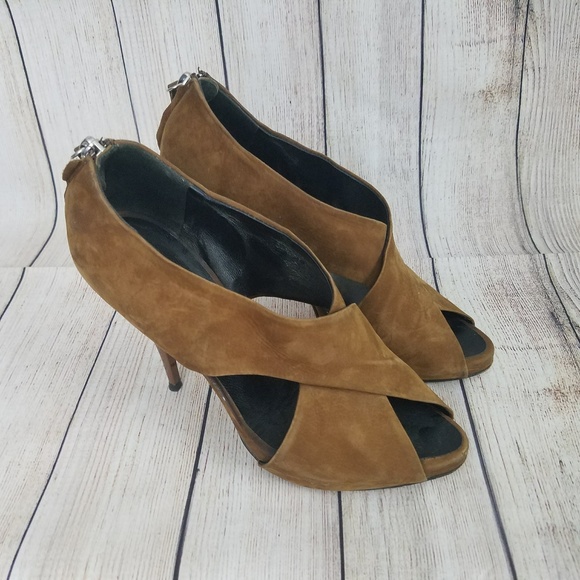 BARNEYS New York COOP Suede Peep Toe Shoes Sz 36.5 - Picture 2 of 8